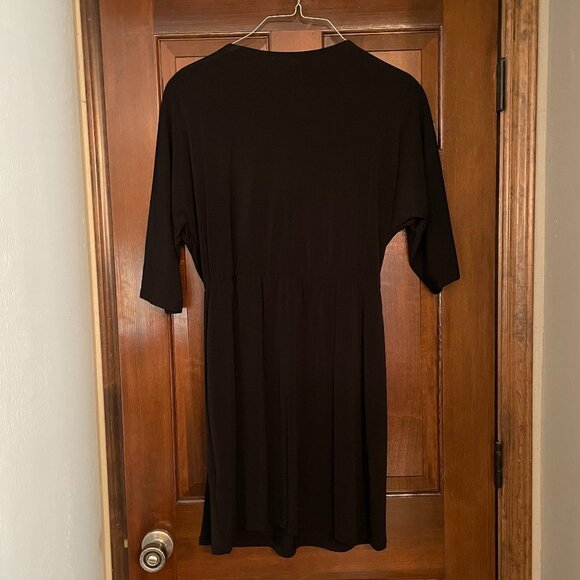 Size Large H&M little black faux wrap dress with 3/4 sleeves - Picture 2 of 11